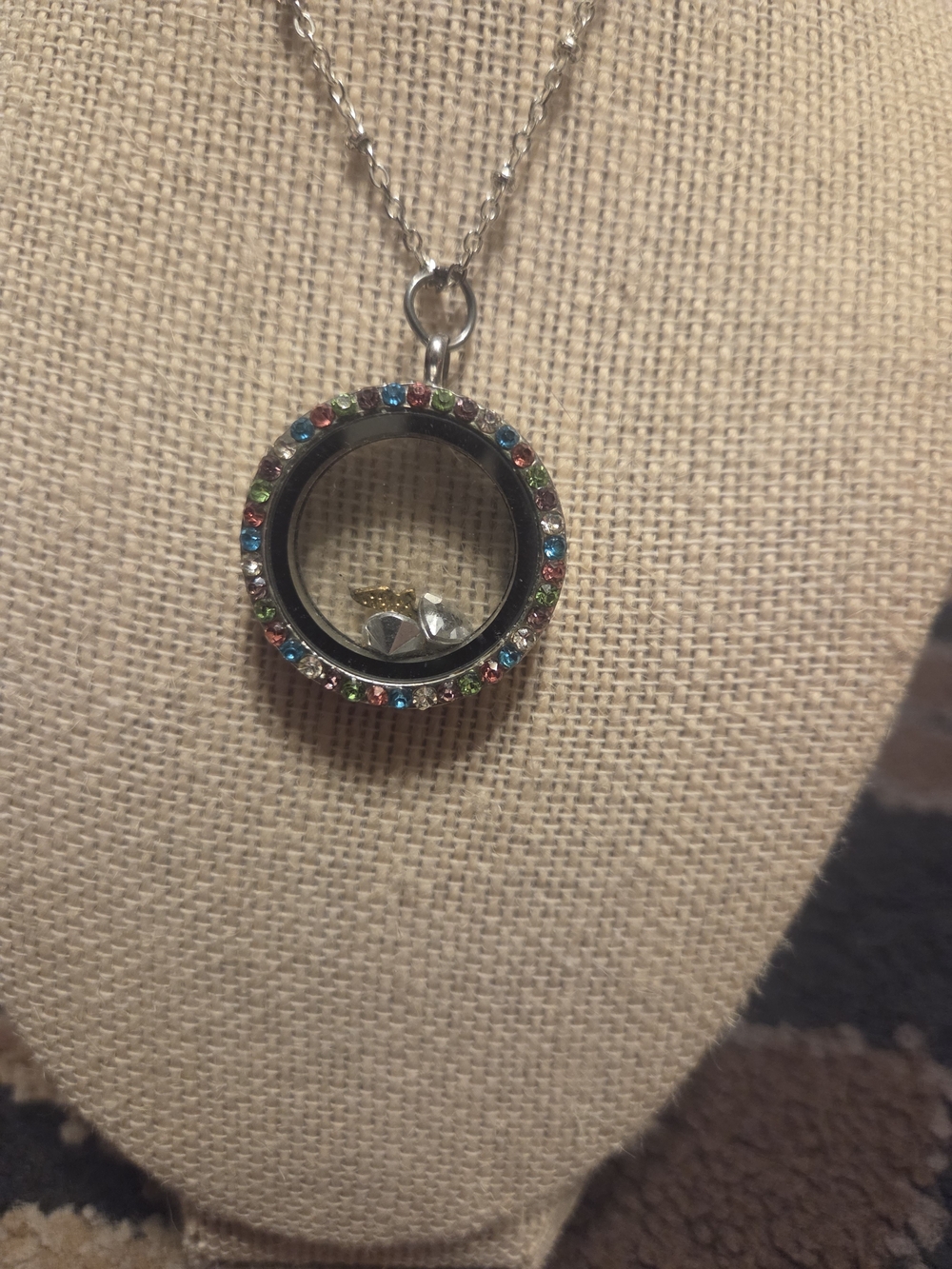 Multicolor Crystal Round Floating Locket Necklace - Women's Jewelry